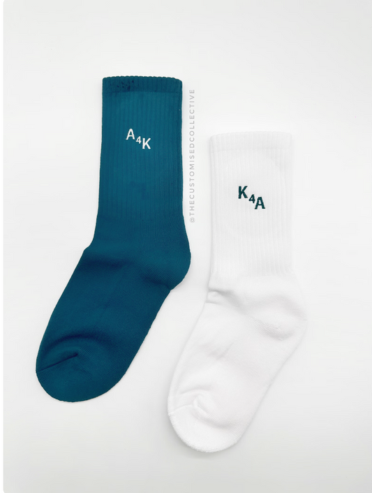 Personalised socks with initial embroidery - Thecustomisedcollective