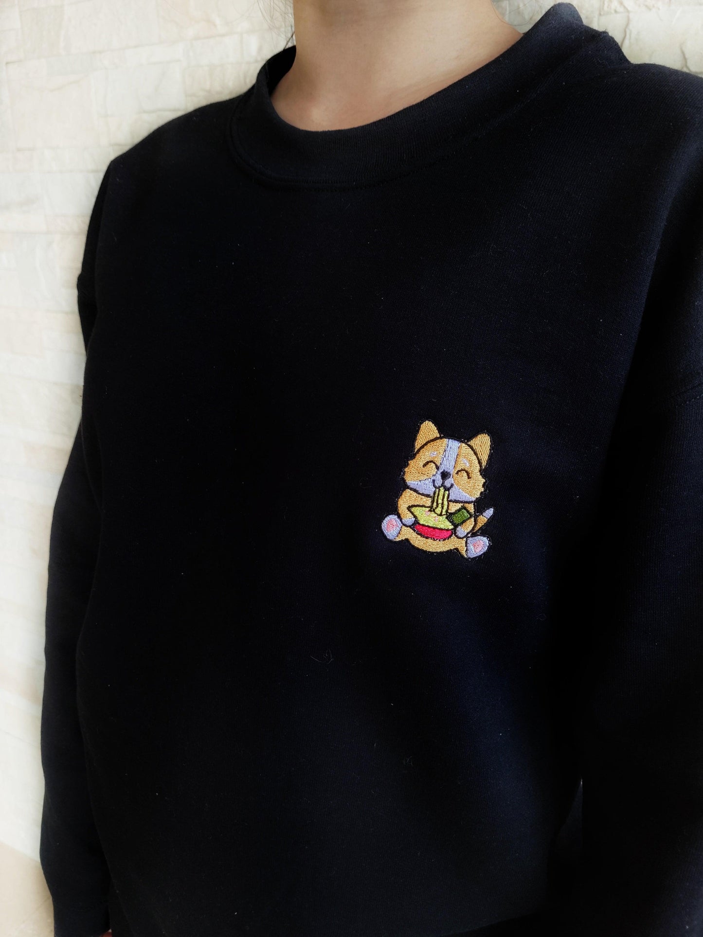 Corgi Ramen-Clothing-Thecustomisedcollective-T-Shirt-XS-Black-Thecustomisedcollective