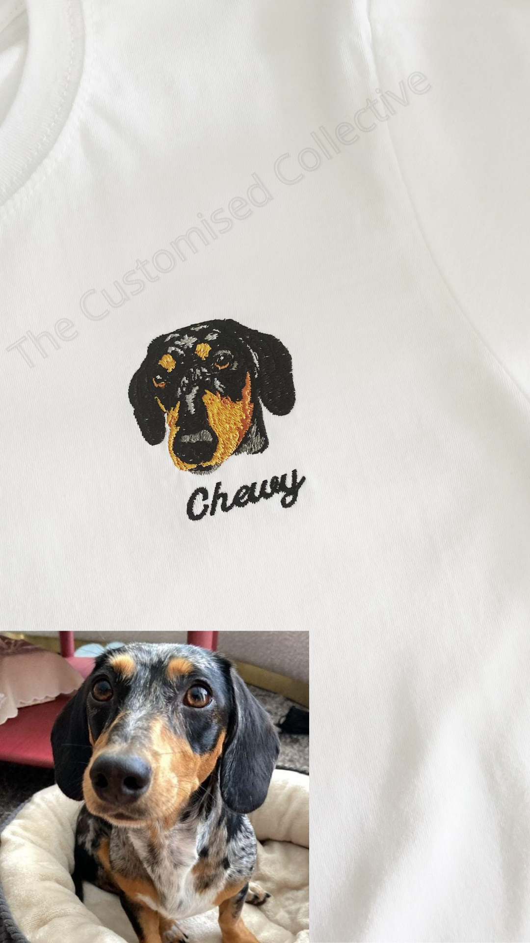 Custom Pet Portrait embroidery Realistic pet portraits Shirts