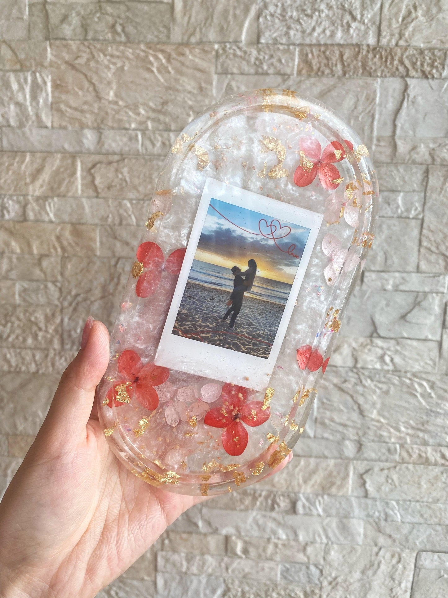 Custom - Photo Dried Flower Resin Jewellery Tray-Thecustomisedcollective-Thecustomisedcollective