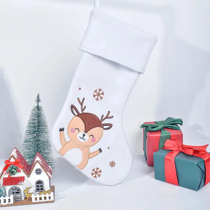 Embroidered Christmas Stockings - Fox and Reindeer