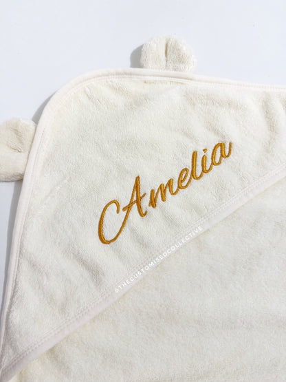 Embroidered Bear Hooded Baby Towel