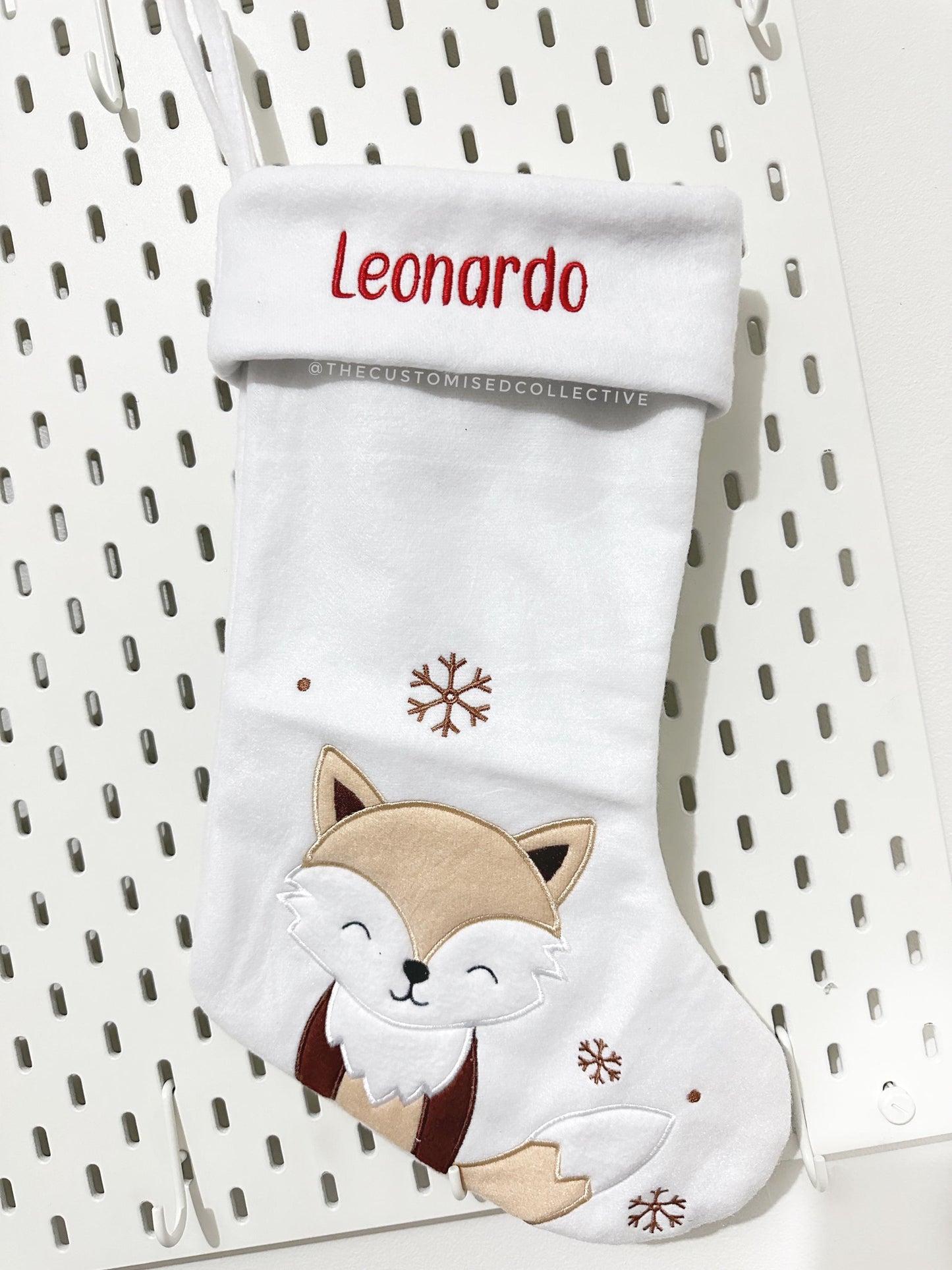 Embroidered Christmas Stockings - Fox and Reindeer