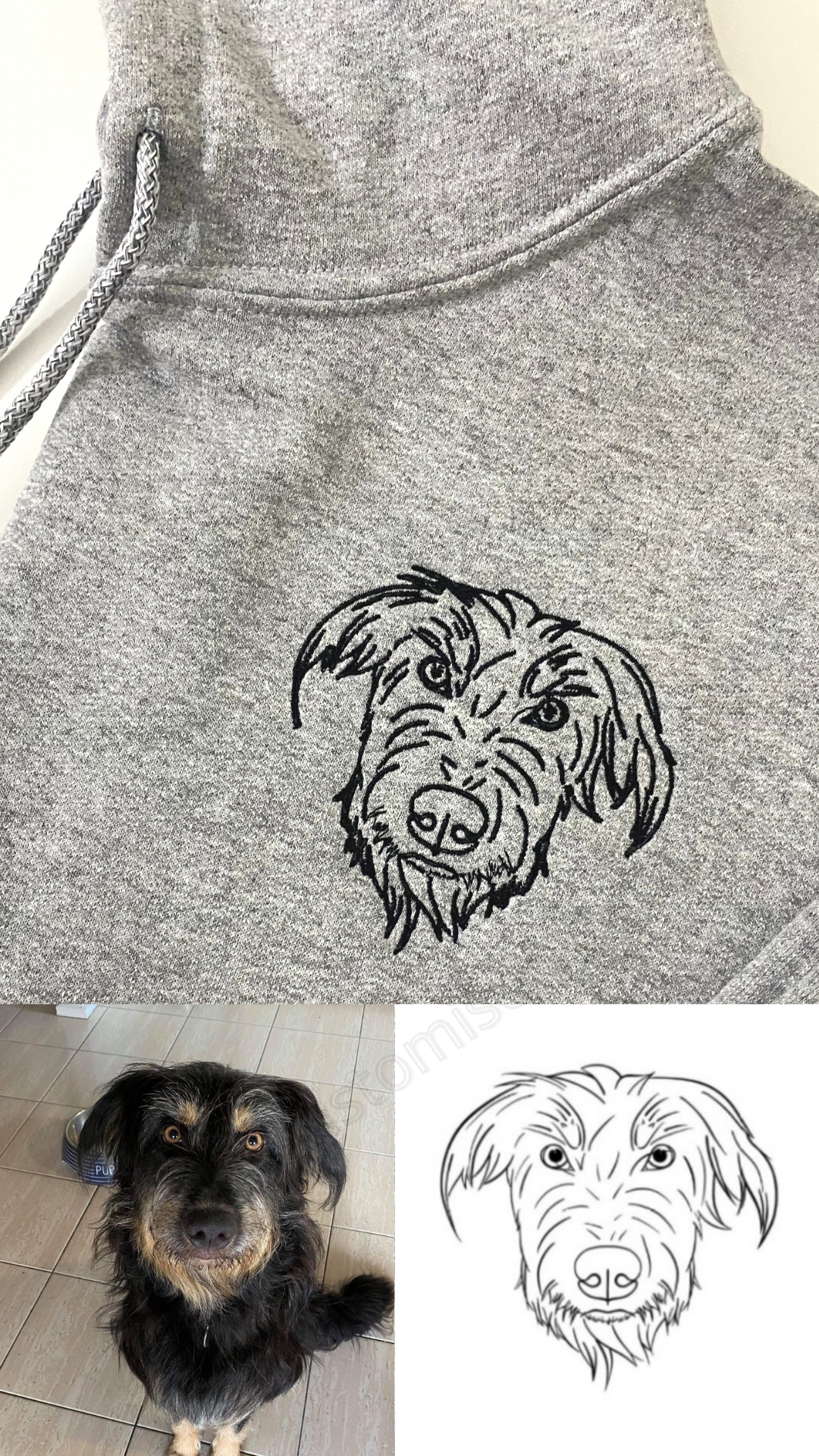 Embroidered Personalised Picture Line Drawing Crewneck/Shirt-Clothing-Thecustomisedcollective-T-Shirt-XS-Black-Thecustomisedcollective